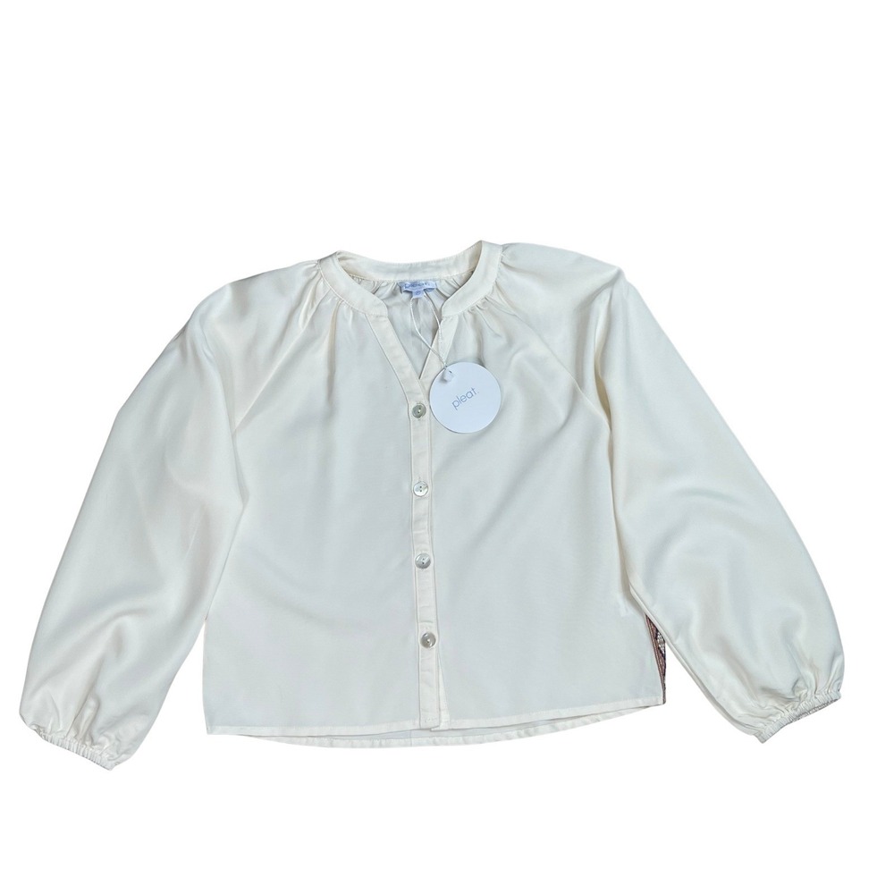 Pleat Cream Long Sleeve Peasant Blouse Kids Sz 8 |‎ Cottagecore Western Feminine